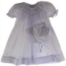 Load image into Gallery viewer, Lavender Smocked Baby Daydress
