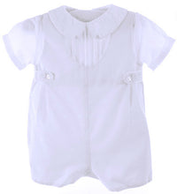 Load image into Gallery viewer, Boys White Romper with Attached White Shirt
