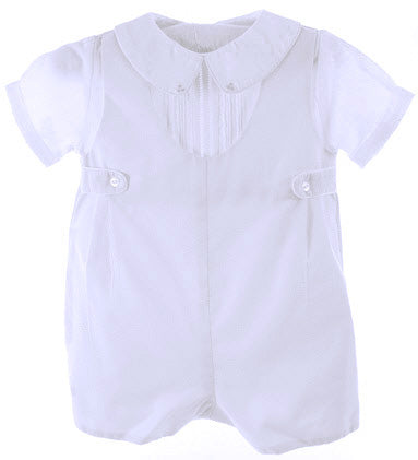 Boys White Romper with Attached White Shirt