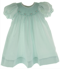 Load image into Gallery viewer, Mint Green Smocked Day Dress with Rosettes

