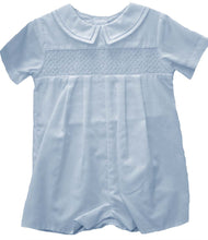 Load image into Gallery viewer, Blue Smocked Romper with Hat
