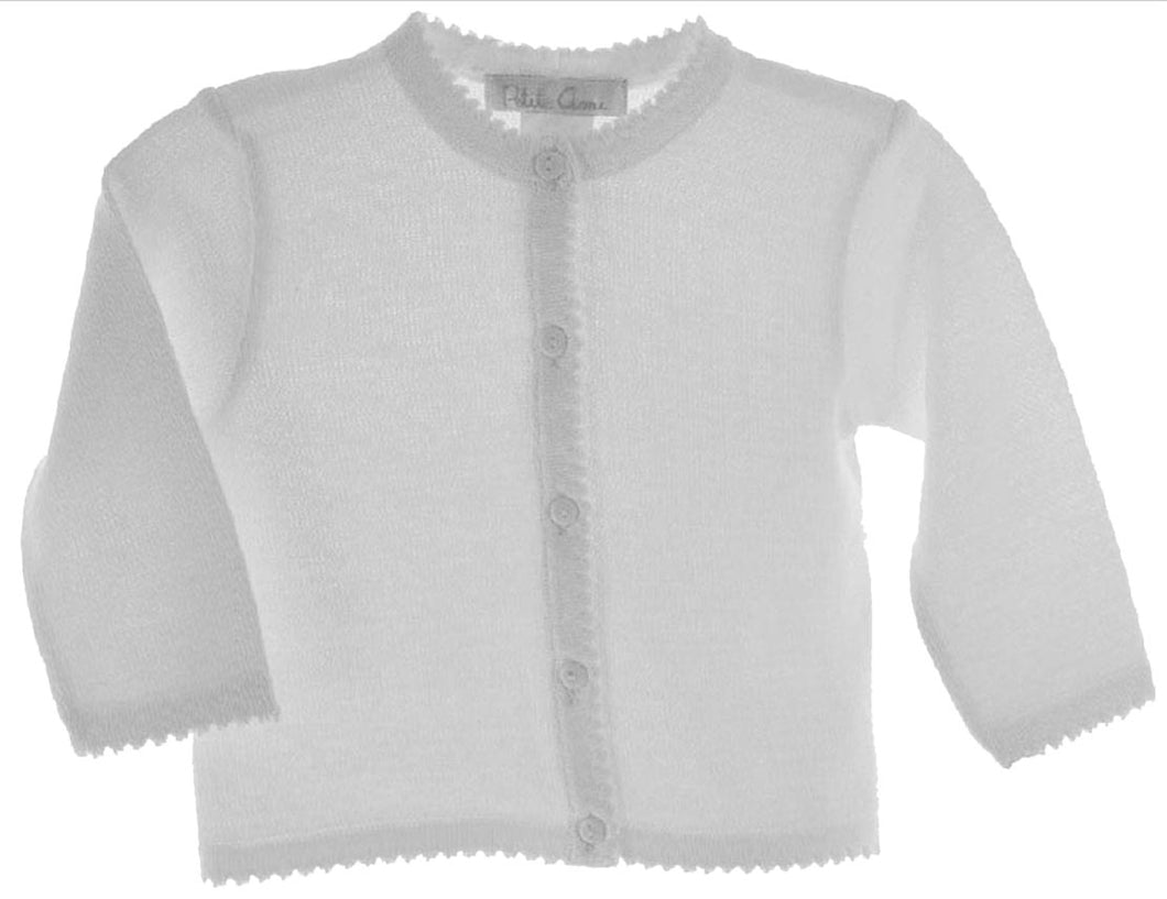 Girls White Cardigan Sweater